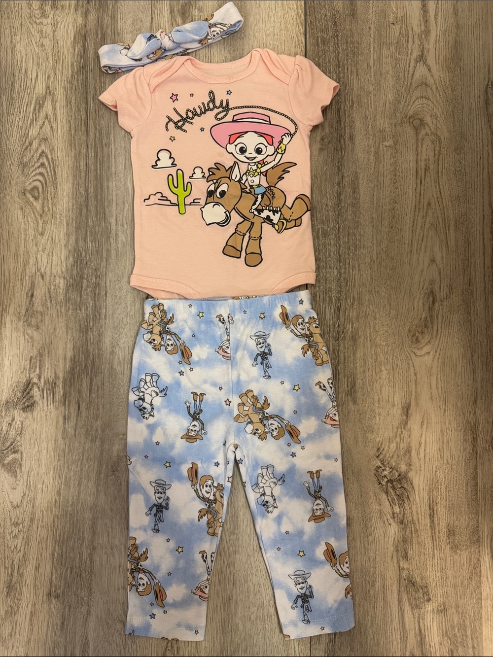 Disney Peach and Light Blue Toy Story Set with Matching Headband